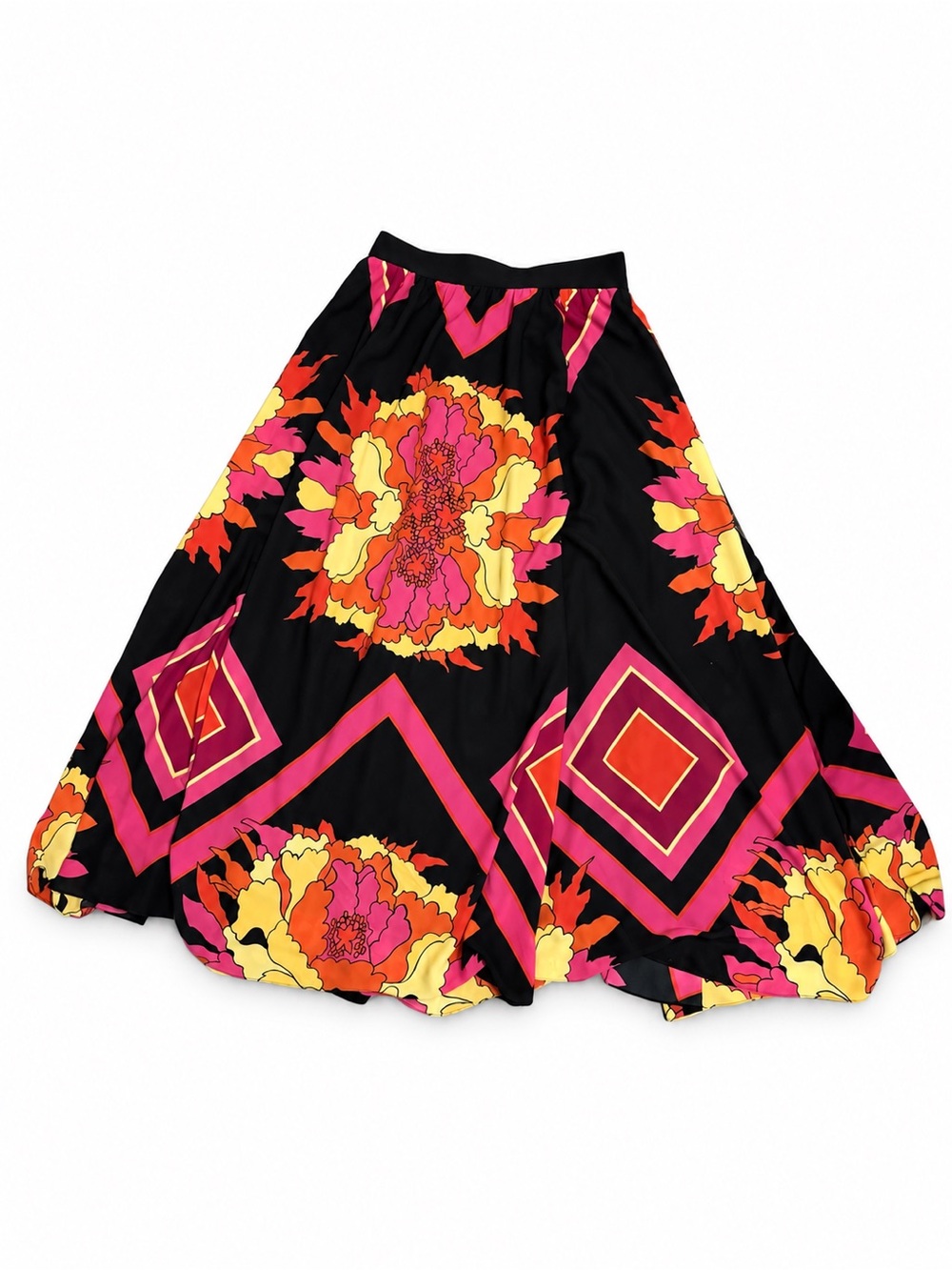 New York & Company Black Maxi Skirt with Pink, Orange & Yellow Floral Print